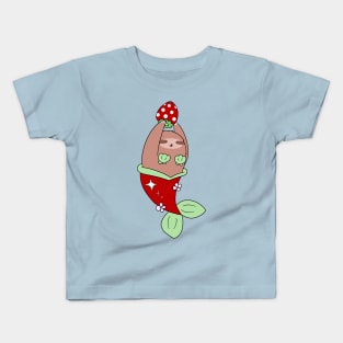 Strawberry Mermaid Sloth Kids T-Shirt